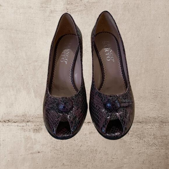 Franco Sarto python snake skin pumps violet Size 8.5 m peep toes 3.5. “ heels - Picture 3 of 7